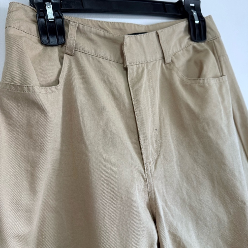 High Waisted Culotte Wide Leg Crop Pants Khaki - Picture 5 of 10